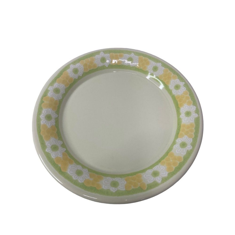 Vtg Franciscan Picnic Plate Luncheon Yellow Lime Green Daisy 8.75" Floral MCM - Picture 5 of 5